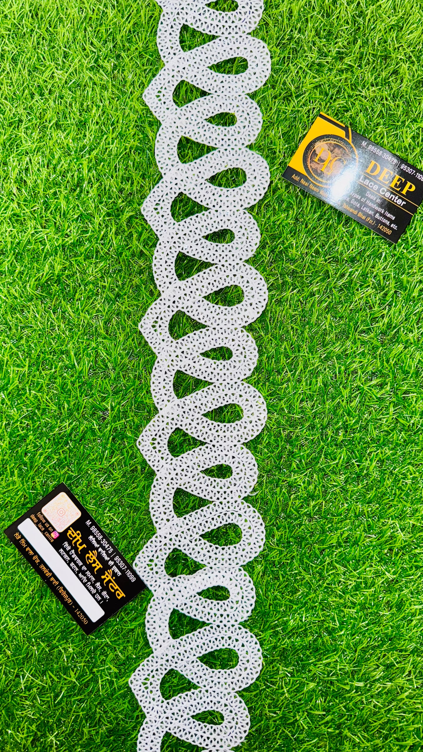 Premium White Loop Pattern Embroidery Sequins Lace