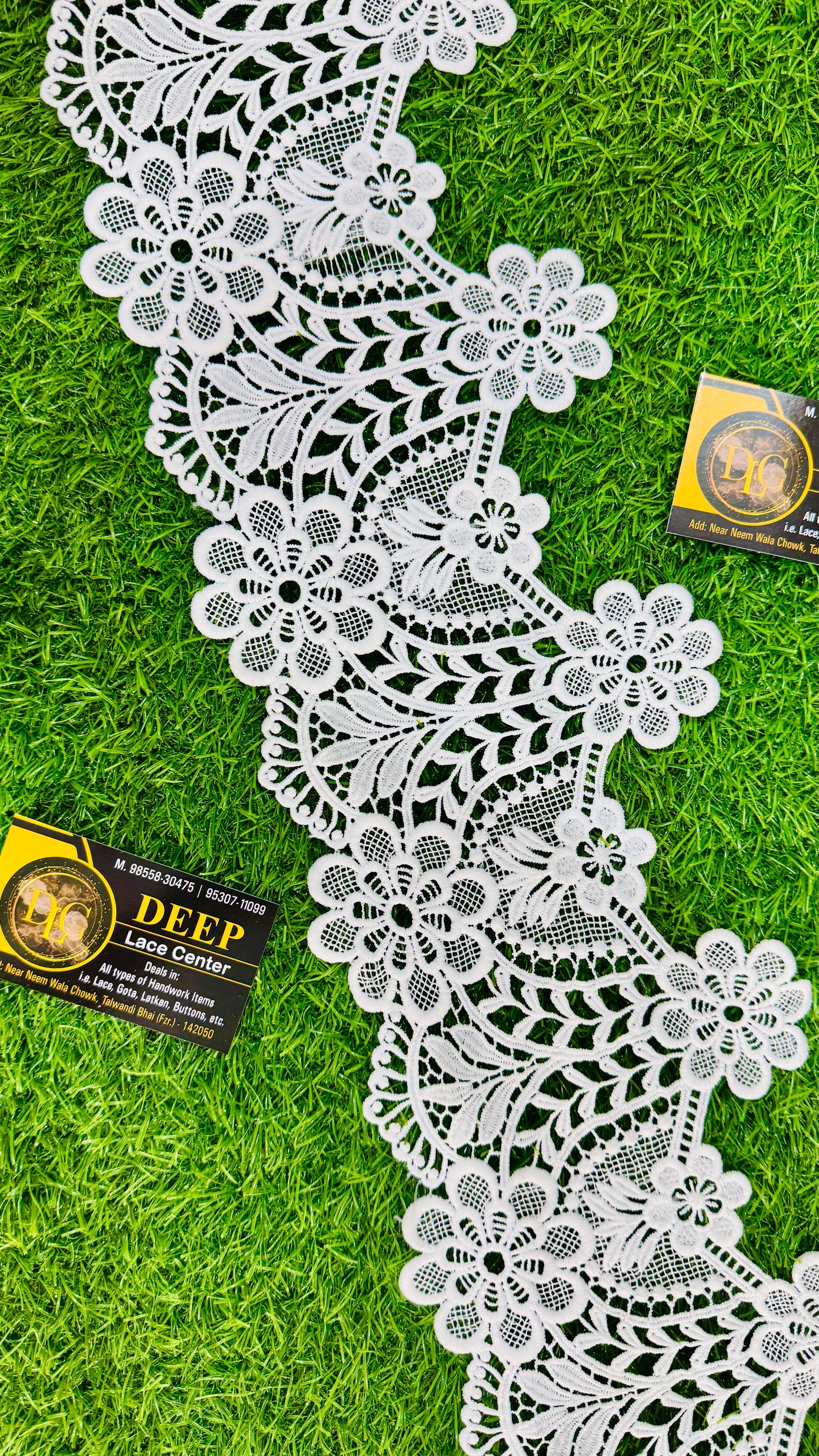 Premium White Floral Embroidered Lace – Intricate Cotton Base | 6-inch Width