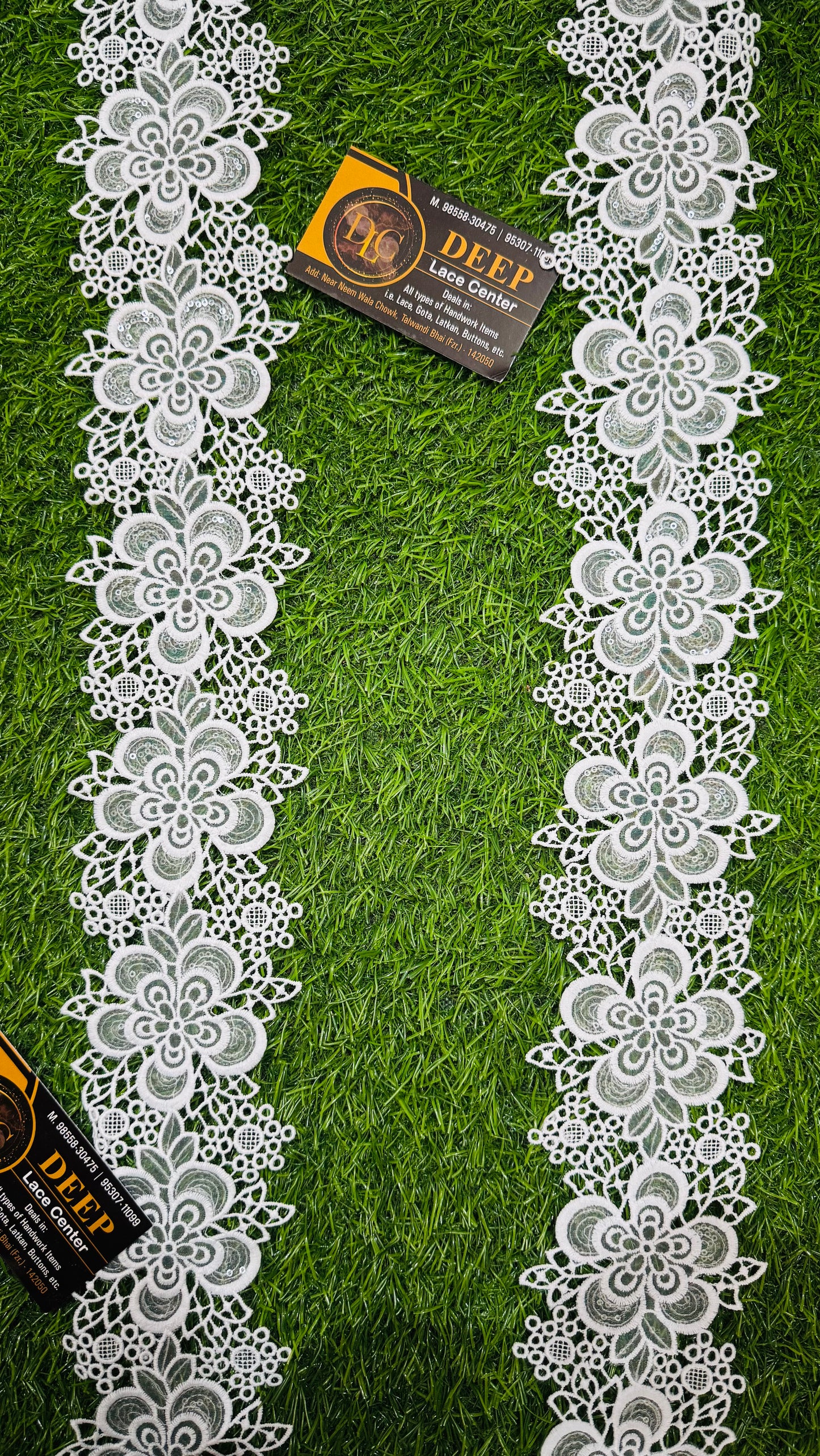 Premium Floral Orgenza Based Embroidery Lace – White