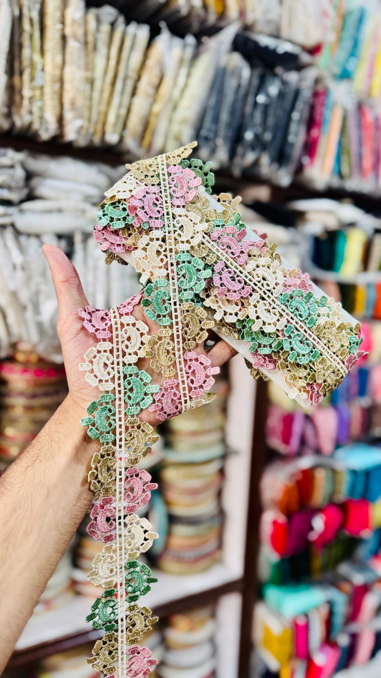 Pastel Elegance Lace – Multicolour Floral Embroidery