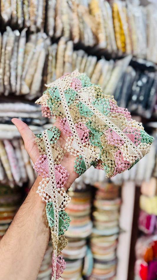 Pastel Elegance Lace – Multicolour Floral Embroidery