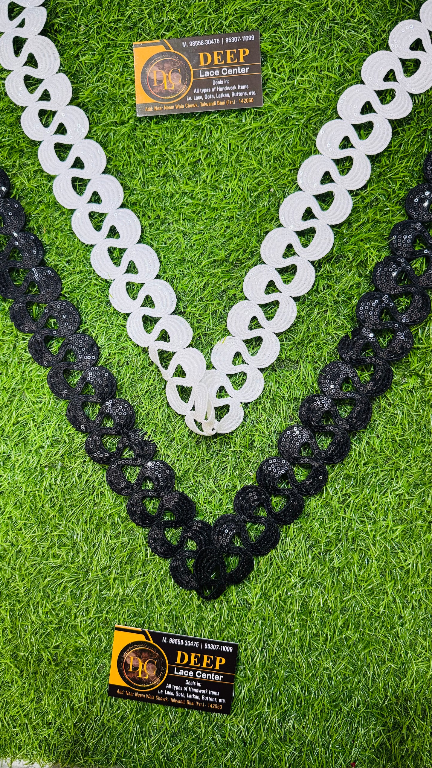 Premium Black & White Embroidered Sequins Lace