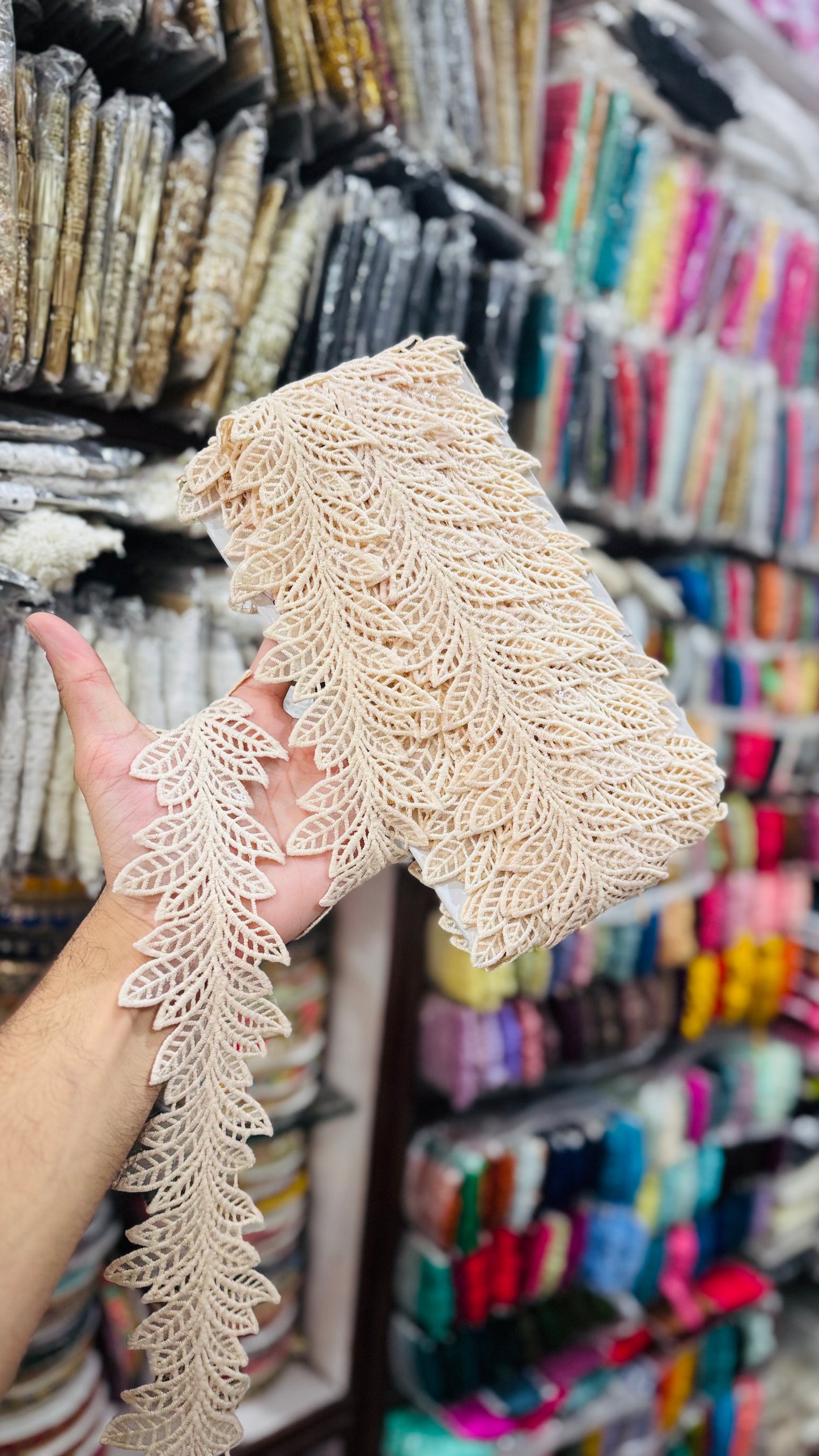 Premium Leaf Pattern Lace – Soft Net Border for Ethnic Wear