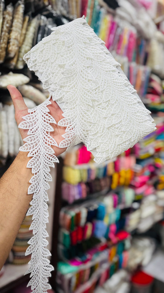 Premium Leaf Pattern Lace – Soft Net Border for Ethnic Wear