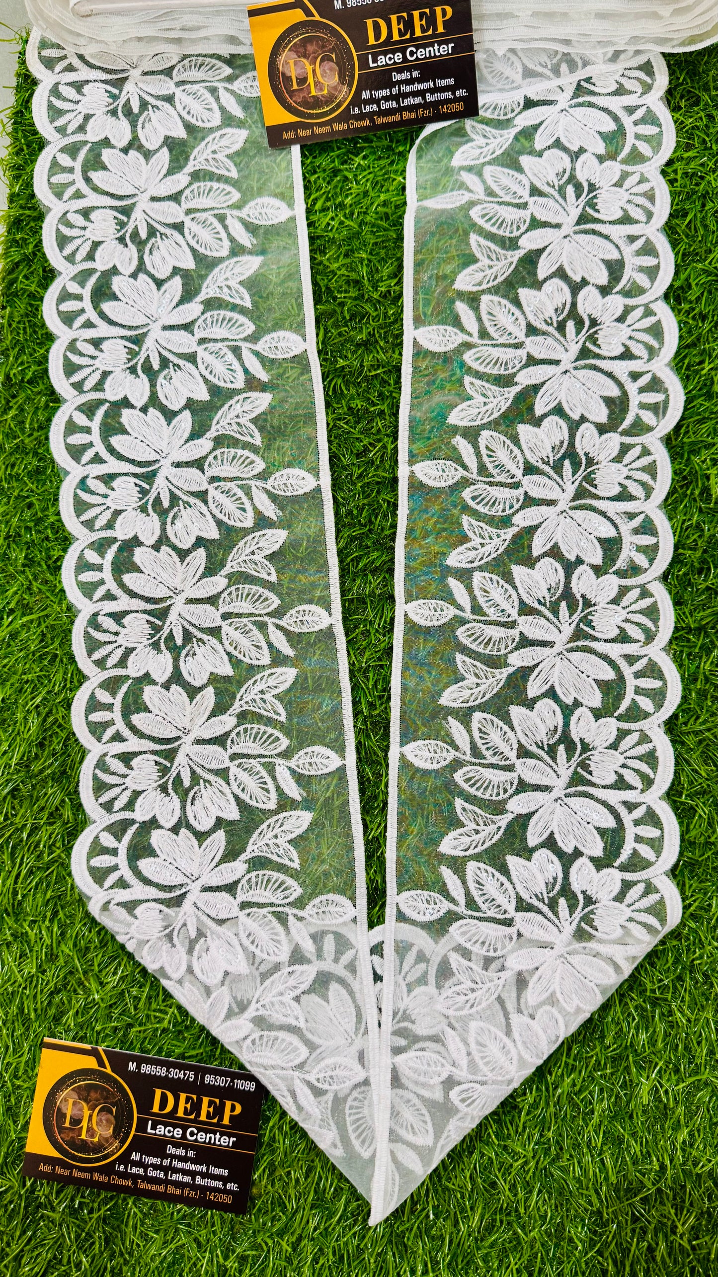White Floral Embroidered Organza Lace Trim – 2.5-3 Inches Width