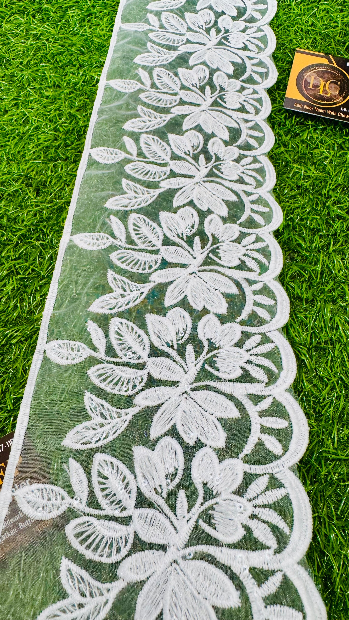 White Floral Embroidered Organza Lace Trim – 2.5-3 Inches Width